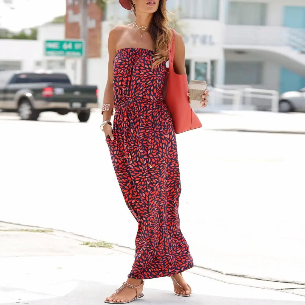 Женское богемное пляжное платье с цветочным принтом Happy Sailed повседневное длинное