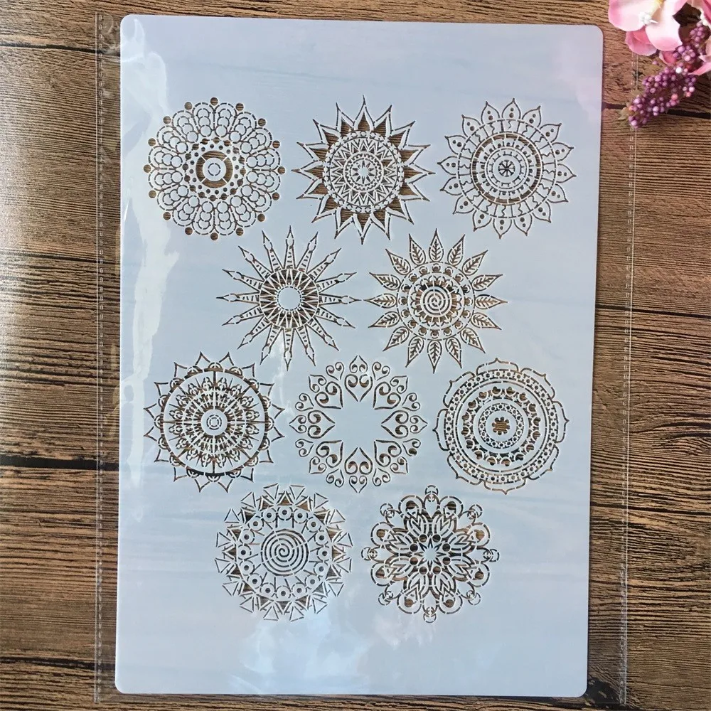 

A4 29cm Mandala Round Geometry Set DIY Layering Stencils Painting Scrapbook Embossing Hollow Embellishment Printing Lace Ruler