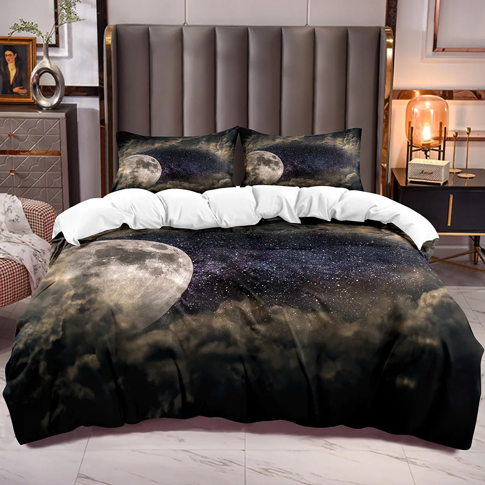Постельное белье наборы пододеяльников с черным узором в виде облака и Луны для