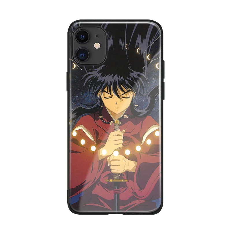 Силиконовый стеклянный чехол для телефона InuYasha Anime Sesshomaru Kagome iPhone SE 6s 7 8 Plus X XR XS 11 Pro
