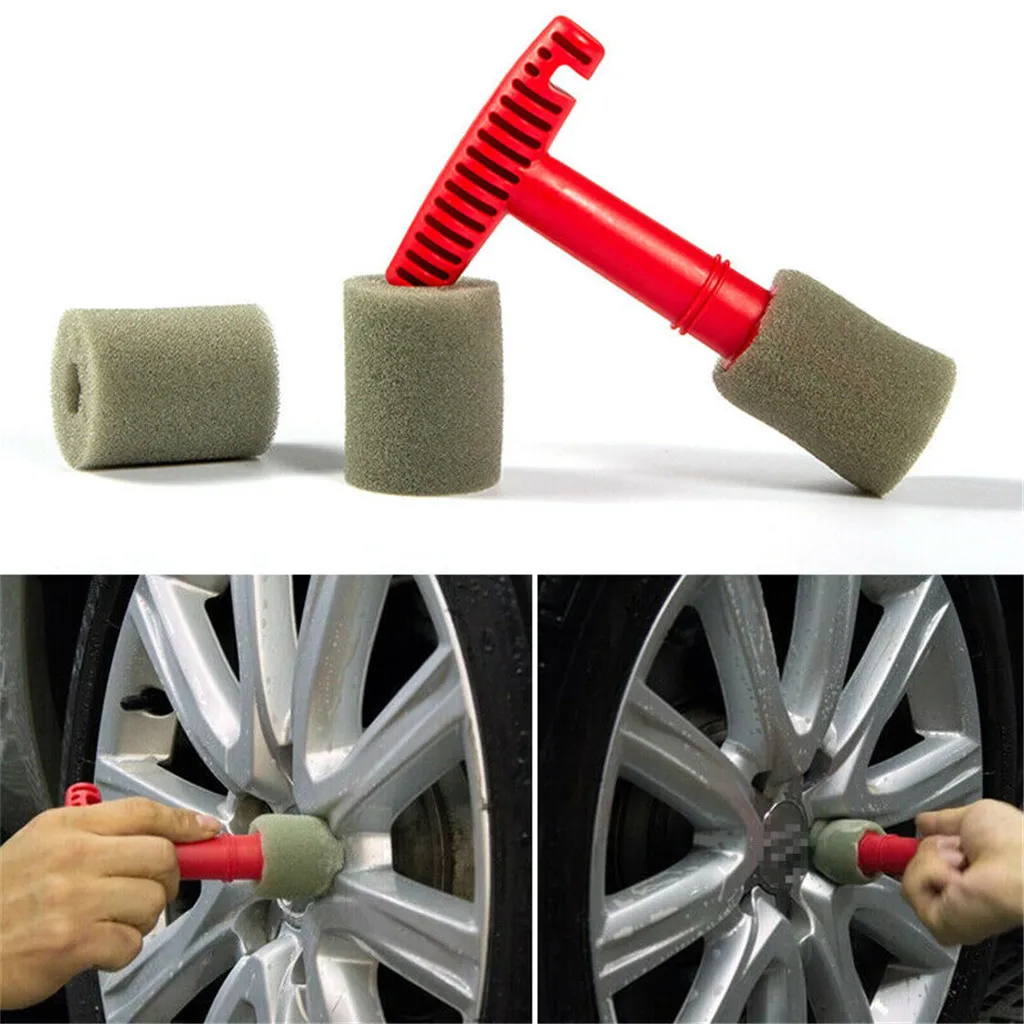 

1 Set Nut Brush Embedded Steel Ring Screw Cleaning Wheel Hub Removable Insert Sponge Lug Washing Detailing Styling Accessories