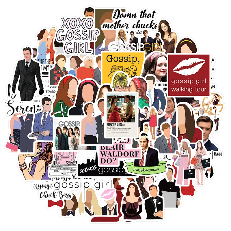 103050pcspack classic tv show gossip girl stickers for refrigerator car helmet diy gift box bicycle guitar decal notebook etc free global shipping