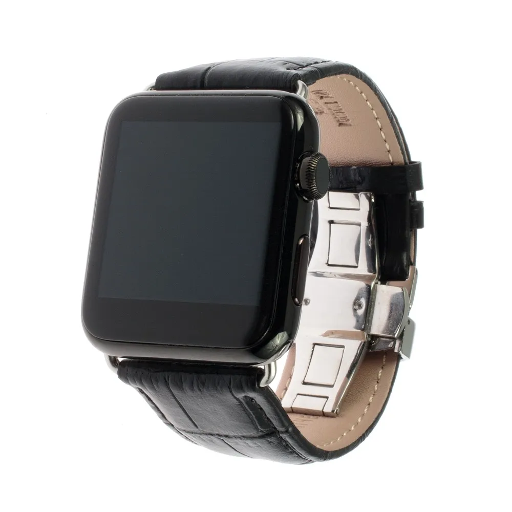 Застежка бабочка из натуральной кожи для серии 4 3 2 1 браслет ремешок Apple Watch 38 мм 40