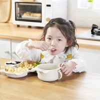 wheat straw baby tableware set cat shape dishes plate bowl spoon fork cup solid food self feeding for kid children creative gift
