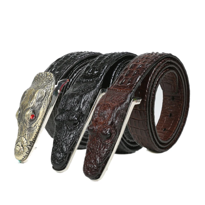 

Crocodile Pattern Men Leather Belt Middle-aged Fashion Business Casual Waistband