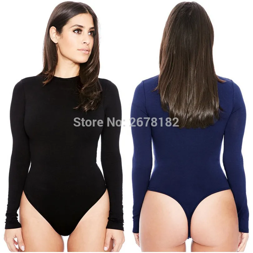 2018 повседневный женский боди с длинным рукавом и круглым вырезом белый черный