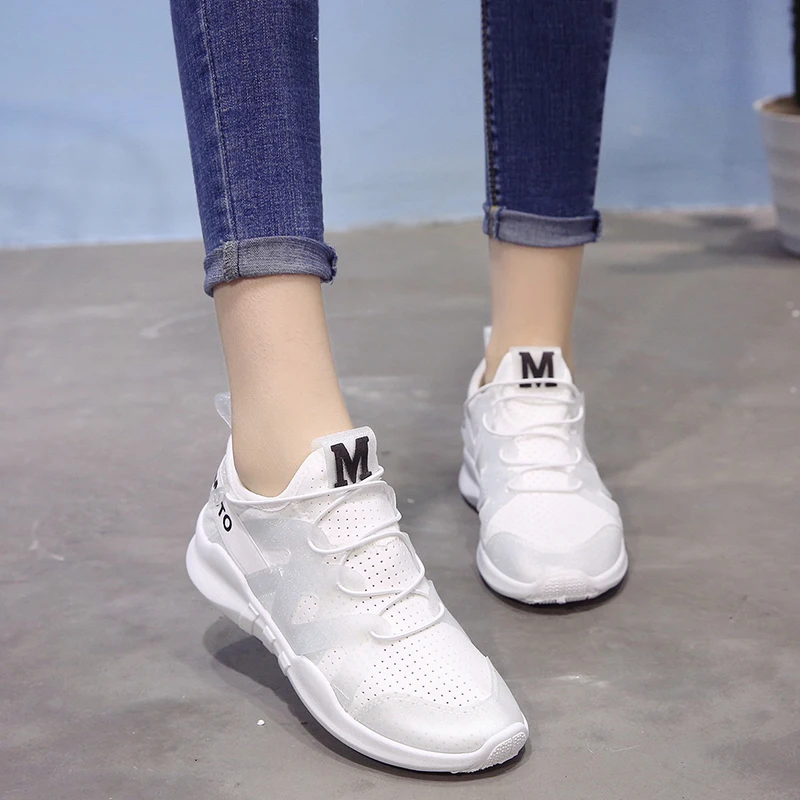 Кроссовки женские на платформе повседневная обувь для тренировок белые|Женские
