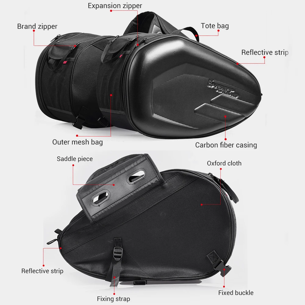 GHOST RACING водонепроницаемая сумка для мотоцикла 36L- 58L седло из углеродного волокна