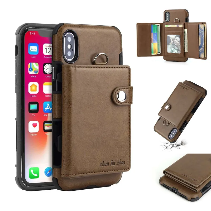 Khaki Тики-така кошелек кожаный чехол для телефона для iPhone 6 6s Plus X XS XR Многофункциональный откидной Чехол со слотами для карт для iPhone XS MAX 8 8 Plus - Цвет: Khaki