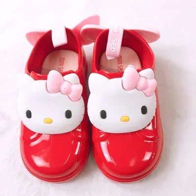 RED Mini Melissa/босоножки для девочек; Новинка; повседневные тонкие туфли с Микки-Маусом и бантом для девочек; прозрачная обувь ярких фруктов; водонепроницаемые прозрачные сандалии; обувь - Цвет: RED