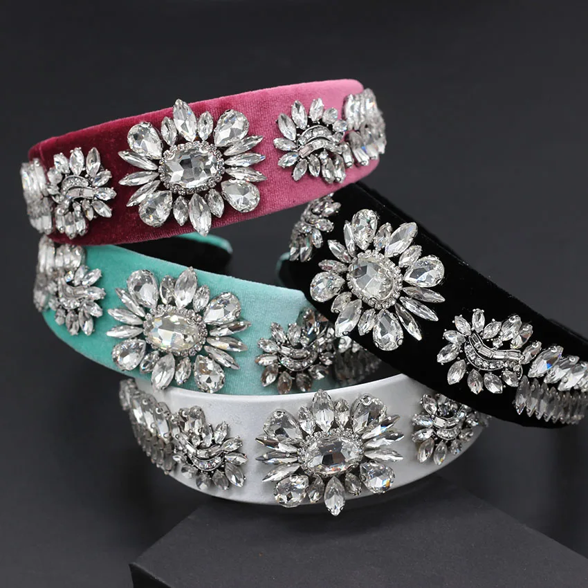

Individual luxury ball headband New Baroque fashion gorgeous multicolor rhinestone flower headband 796