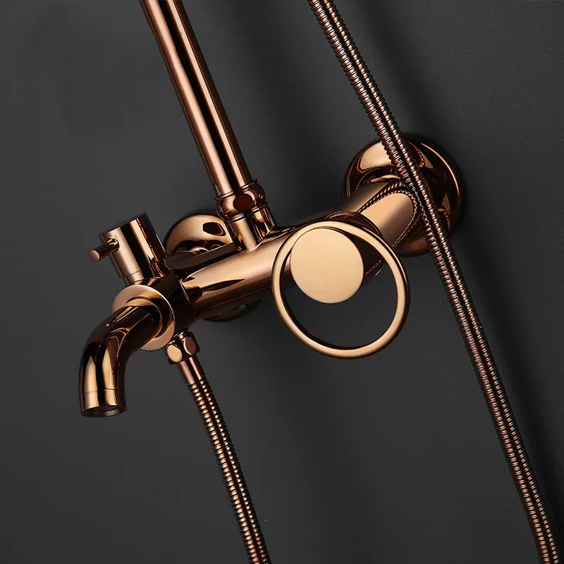 Набор для душа ванной комнаты матовый цвет розового золота латунный смеситель