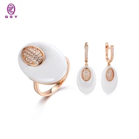 fashion elegant cute jewelry set wholesale ceramic earrings rings black couple fine jewelry for women wedding party gift
