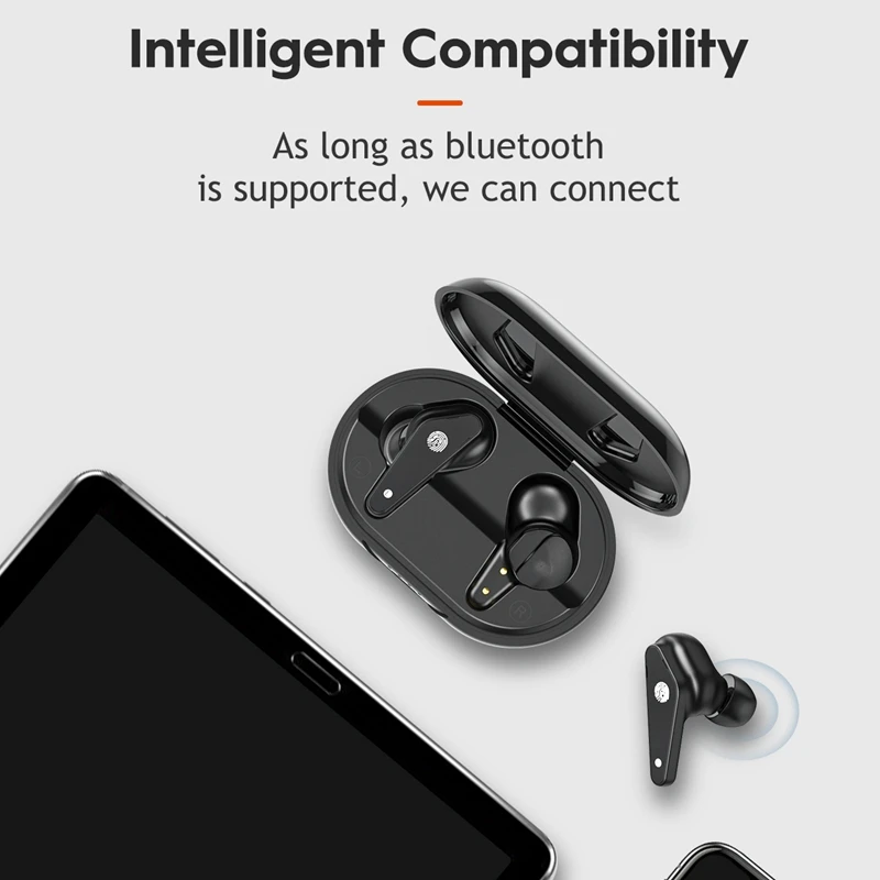 Беспроводные контактные наушники Bluetooth чехол для зарядки спортивные