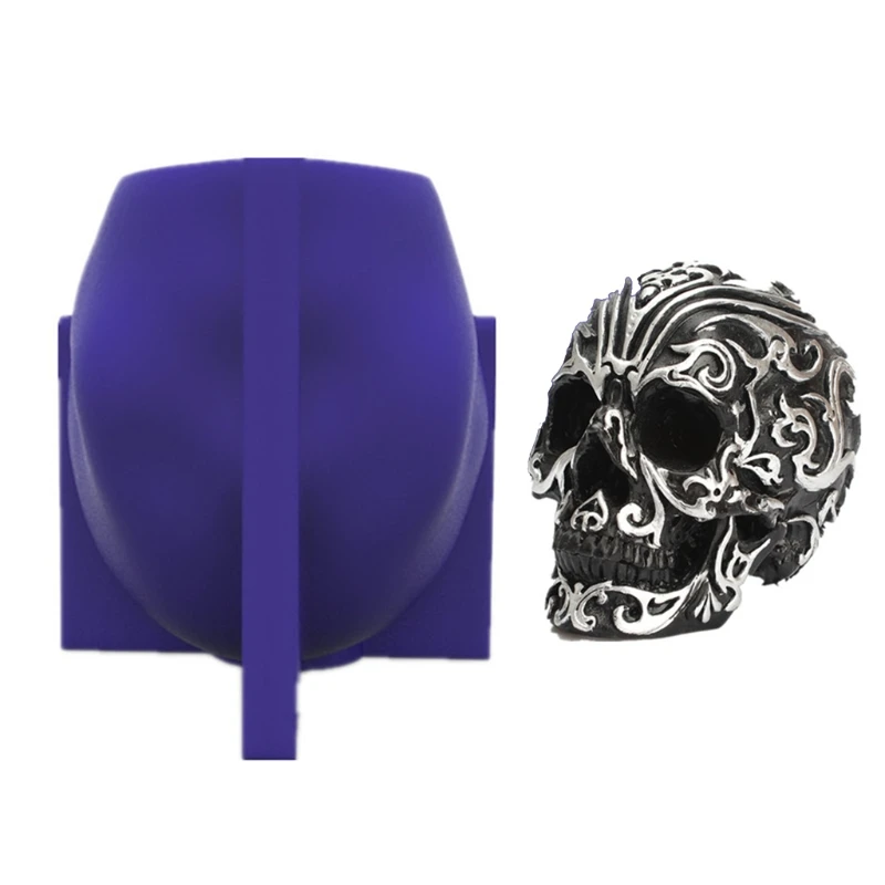 

066C Carved Skull Silicone Mold Keychain Resin Epoxy Craft Polymer Clay Craft DIY Ornament Jewelry Candles Making Tool