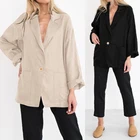 Женский Тонкий Блейзер ZANZEA, стильное пальто в офисном стиле с длинным рукавом, верхняя одежда, женский пиджак с лацканами на одной пуговице, топ оверсайз, 2021