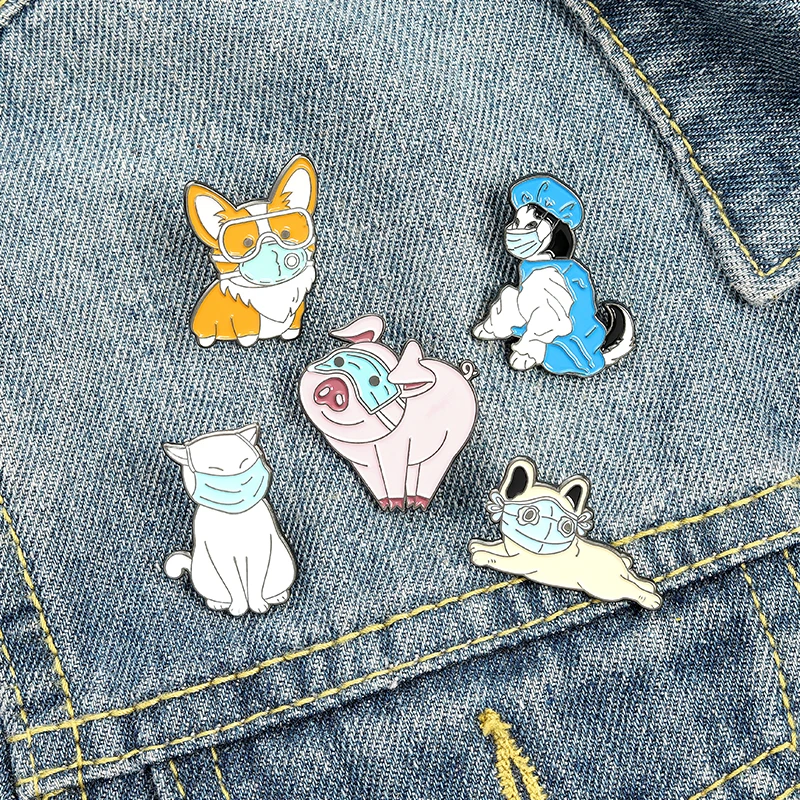 

Fun Animal Enamel Pins Cat Corgi Dog Pig Brooches for Women Backpacks Lapel Pin Cartoon Metal Badge Jewelry Gift 2021 Wholesale