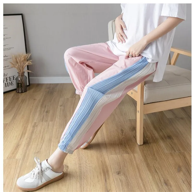 Женские Леггинсы для беременных летние тонкие спортивные джоггеры облегающие