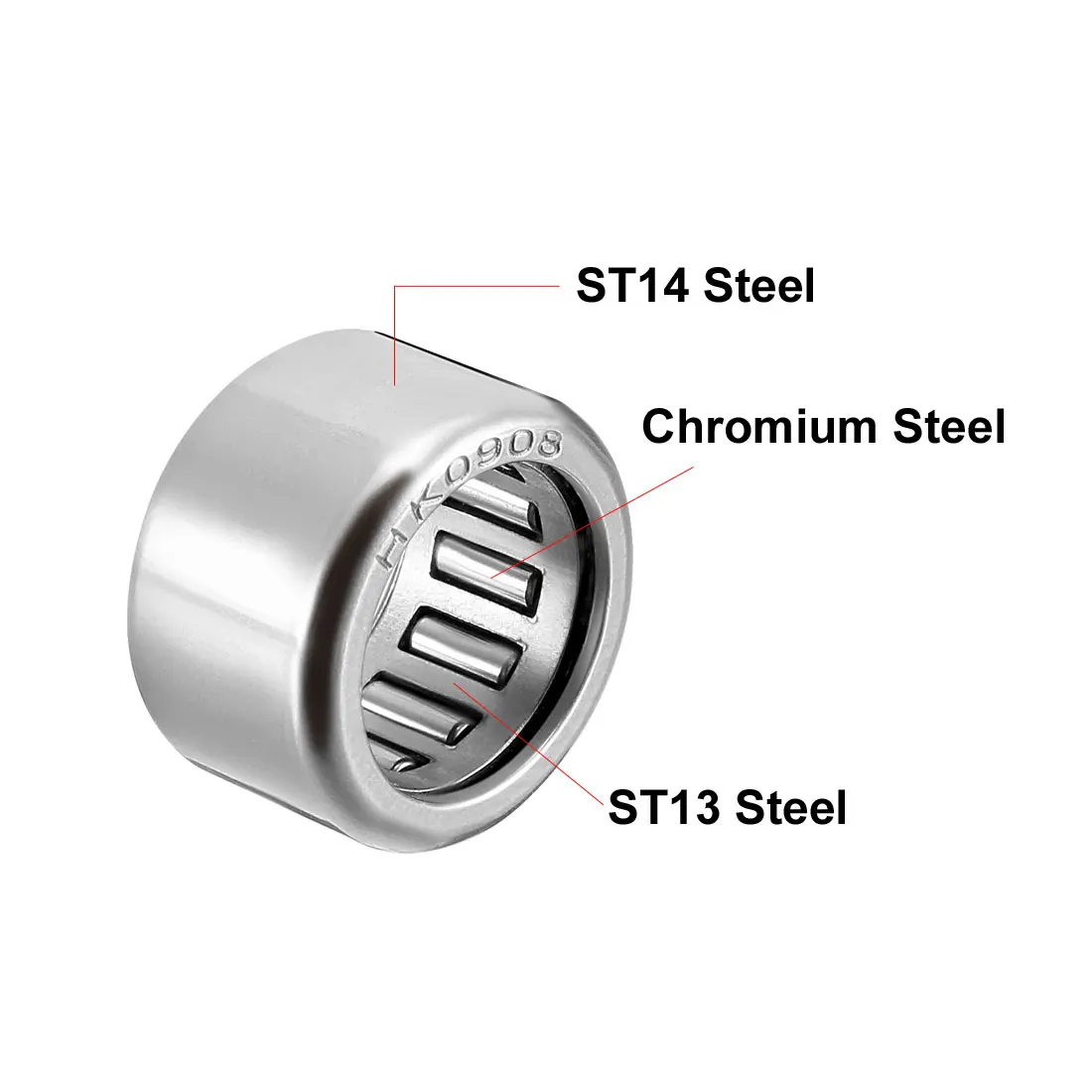 

uxcell Drawn Cup Needle Roller Bearings Open End HK Series Bearings 8mm-10mm Bore HK0908 (1Qty)