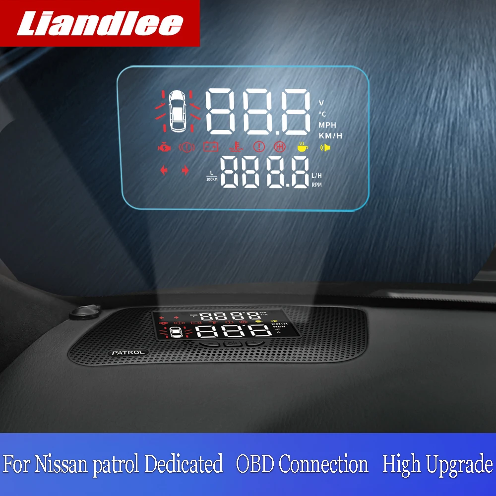 Liandlee Автомобильный дисплей HUD для Nissan patrol Y62 2010~ HD проектор экран превышение скорости оповещения сигнализации детектор