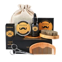 1set beard essential balm comb moisturize wax scissor men beard grooming kit mustache beard hair growth oil styling tool