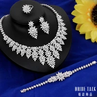 bridetalk 4pcs bridal zirconia full jewelry sets for women party luxury dubai nigeria cz crystal wedding jewelry sets