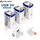 Литиевая аккумуляторная батарея 9 В, 1-10 шт., 650 мАч, 9 В, литий-ионные батареи для раций, металлодетекторов, мультиметров, батарея 9 в
