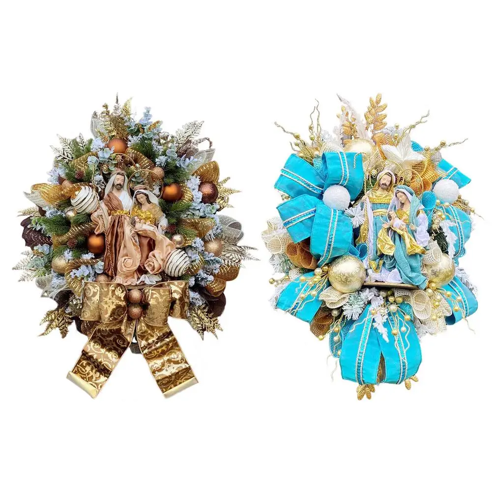 

Christmas Wreath For Front Door Decorated With Pine Cones And Humanistic Statues Durable And Anti -Oxidation Christmas Wreath