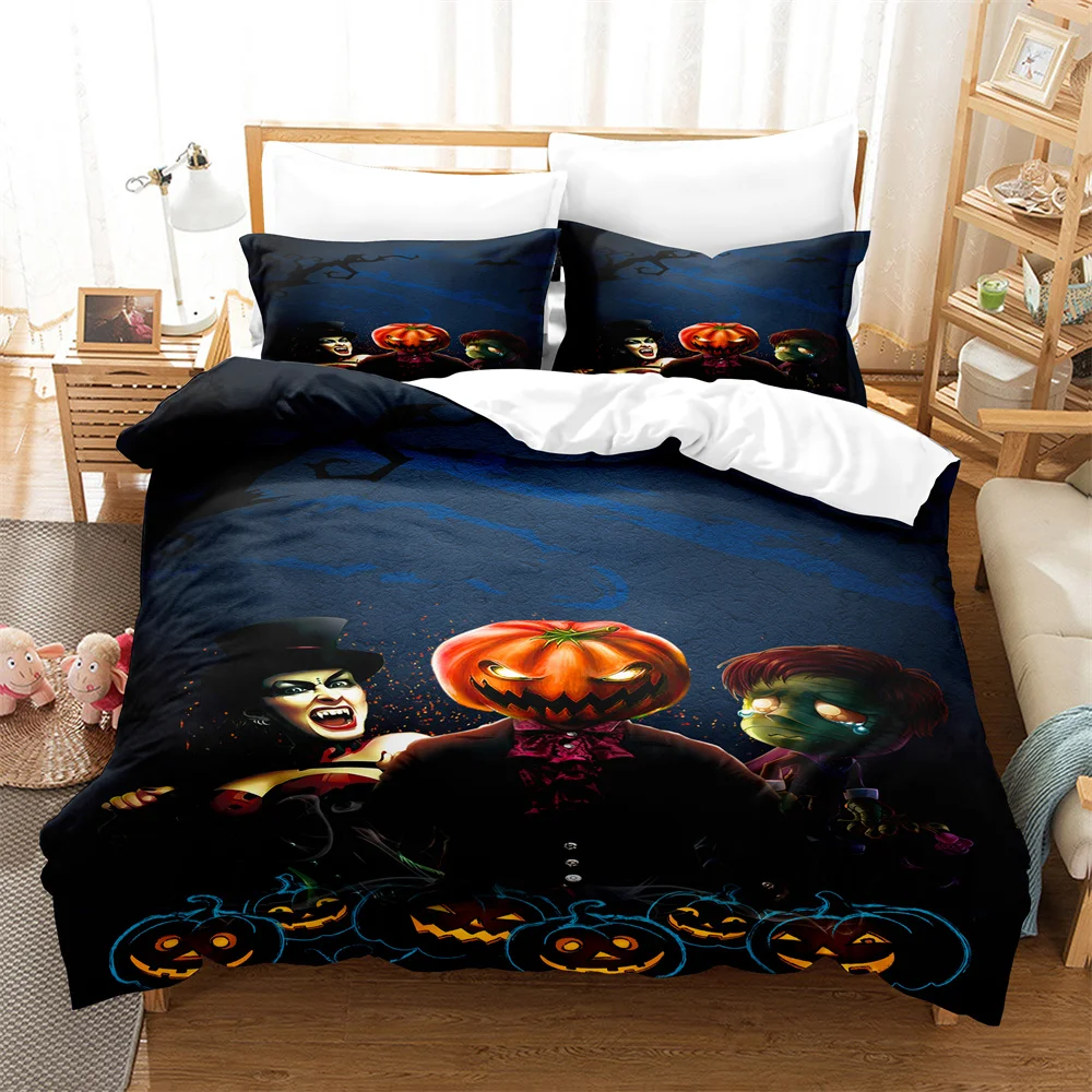 

3D Halloween Set Queen Bedding Duvet Cover Set Bedding Set Bed Cover Cotton Queen Bedroom Bed Cover Set Bed Set Bedding