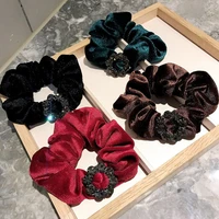velvet large intestine scrunchies hair accessories for women ponytail holder elastic hair bands autumn and winter headdress