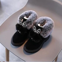 2021 winter children snow boots flat girls princess cotton shoes fashion thick velvet short tube baby boots