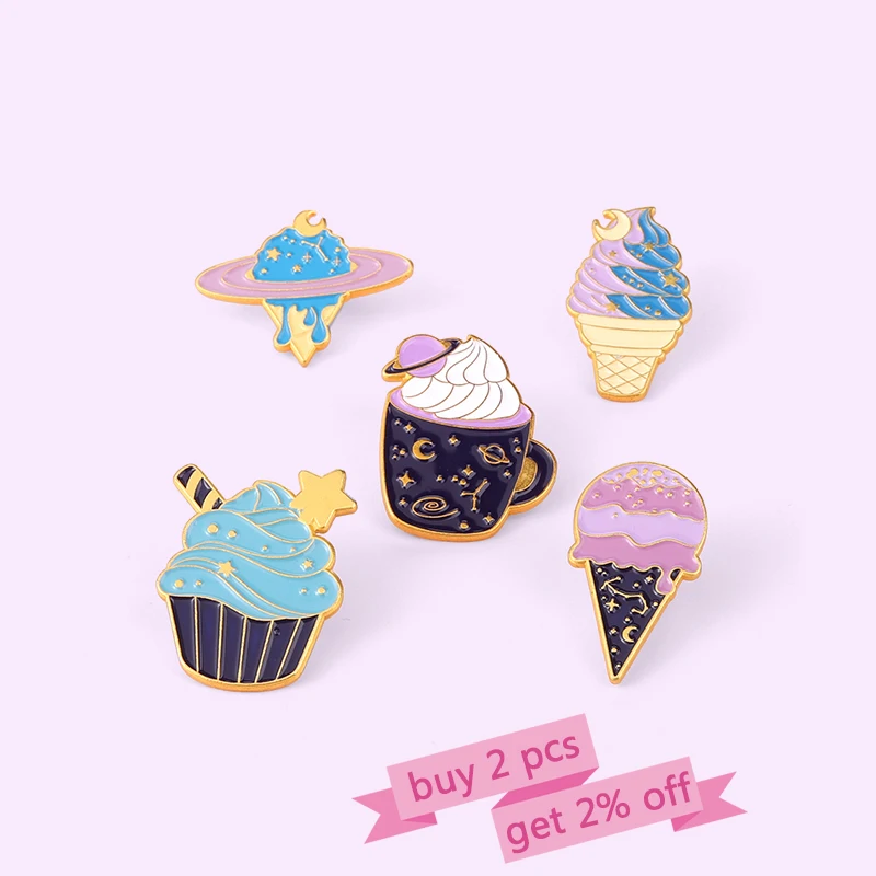 Эмалированная булавка с изображением планеты мороженого индивидуальные броши
