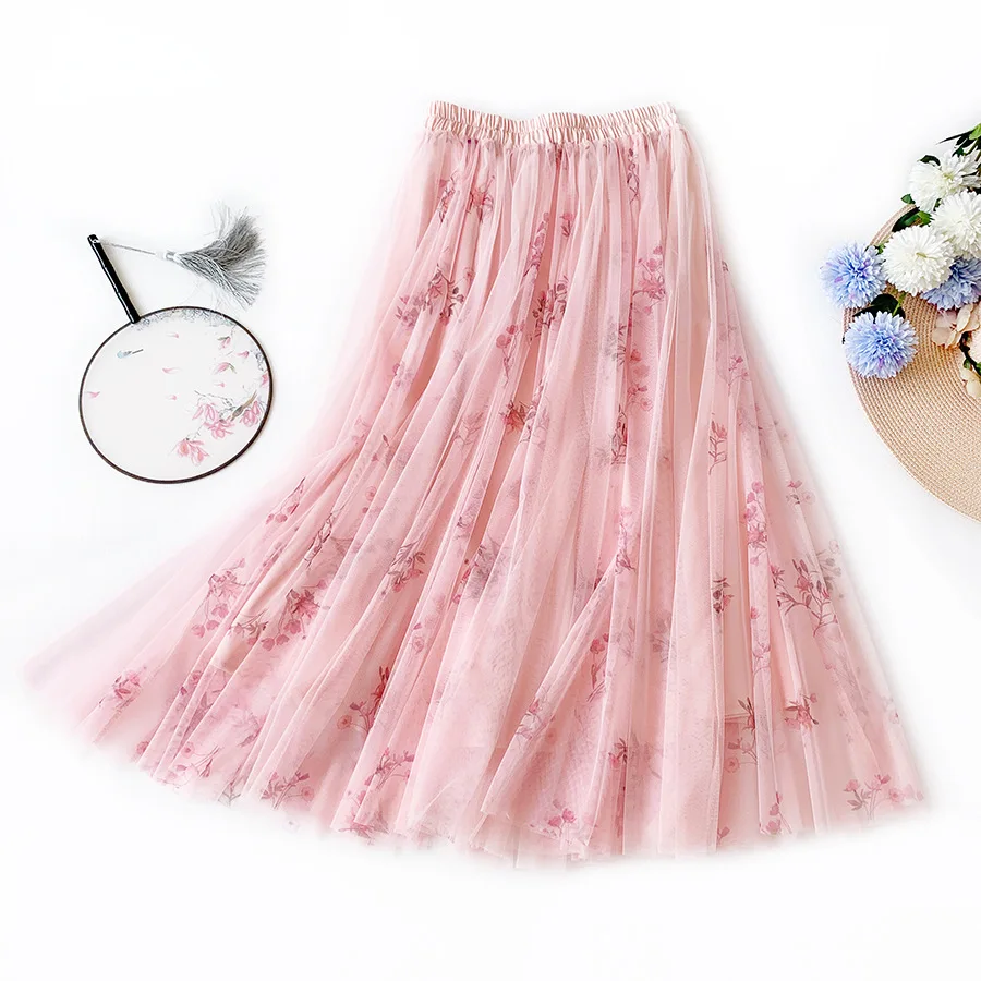Новинка весны 2020 шикарные юбки трапециевидной формы с цветочным принтом длинные