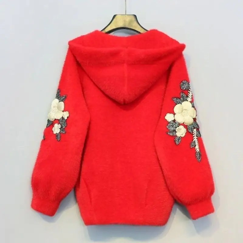 Женский утепленный кашемировый кардиган повседневный вязаный Свободный из