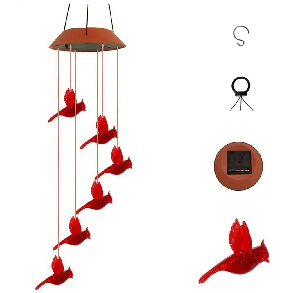 

Outdoor Solar Flame Bird Wind Chime Lamp Durable Garden Light Decoration Animal Styling Wind Chime Lamp