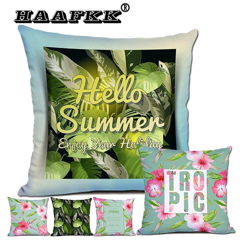 

Наволочка с тропическим растением для гостиной, дивана, художественное украшение, подушка 45x45 см, Полиэстеровая Подушка для домашнего искус...