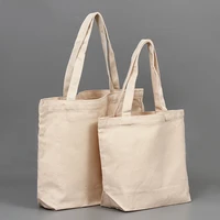 solid color canvas shopping bag eco friendly reusable foldable shoulder bag practical large capacity blank shopping pouch