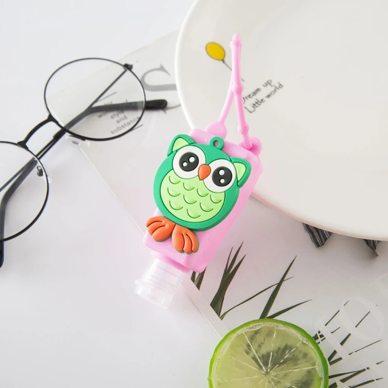 10Pcs 30ml Mini Empty Bottles with Cartoon Animal Silicone Holder Keychain Clear Hand Sanitizer Refillable Containers | Красота и