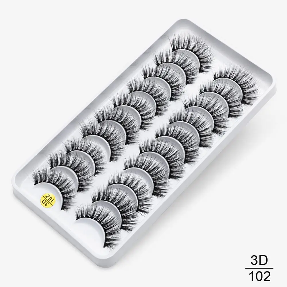 8/10 пар, натуральные длинные 3D ресницы из искусственной норки, толстые, ручная работа, полная полоса, ресницы, объемные, мягкие, норковые ресницы, накладные ресницы - Цвет: 3D-102