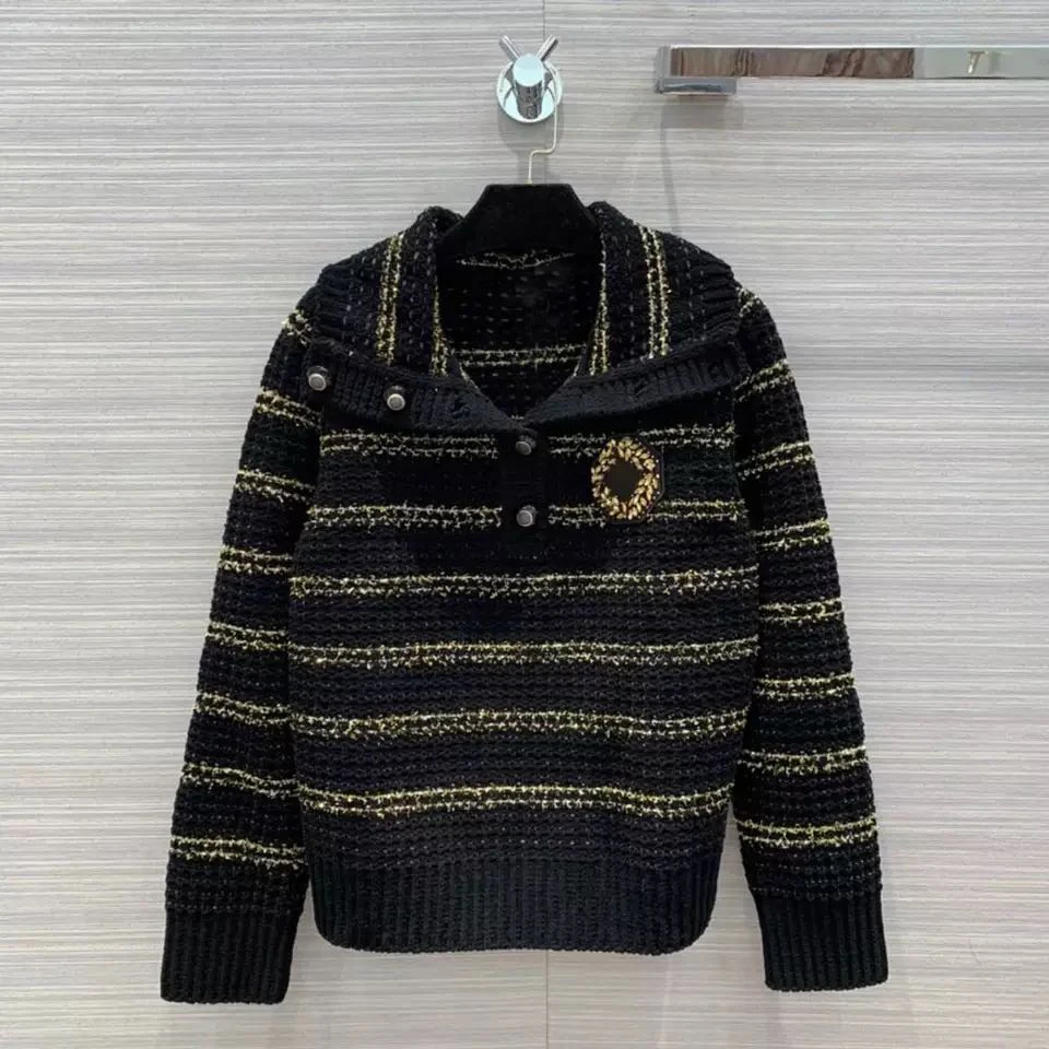 

2020 runway Autumn Winter Fashion new Striped knit women sweater