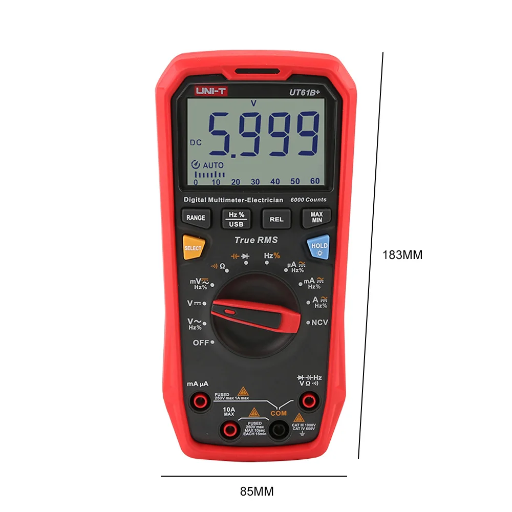 

UNI-T UT61B+/UT61E+/UT61D+ Handheld Digital Multimeter Tester Unit True RMS Auto Range 6000 Counts DC AC 1000V Diode Meter