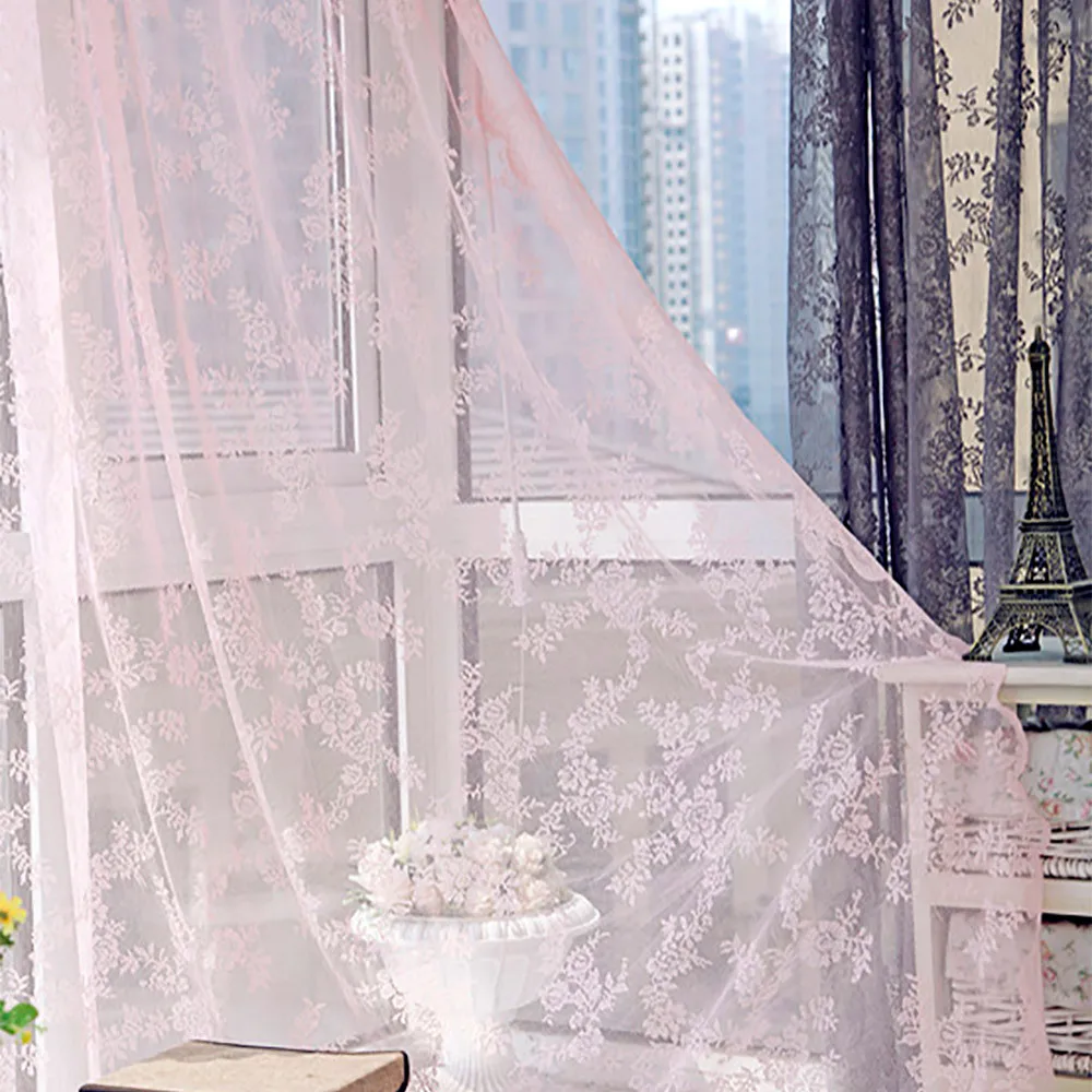 Высококачественные вышитые цветочные экраны в европейском стиле вуаль тюль для