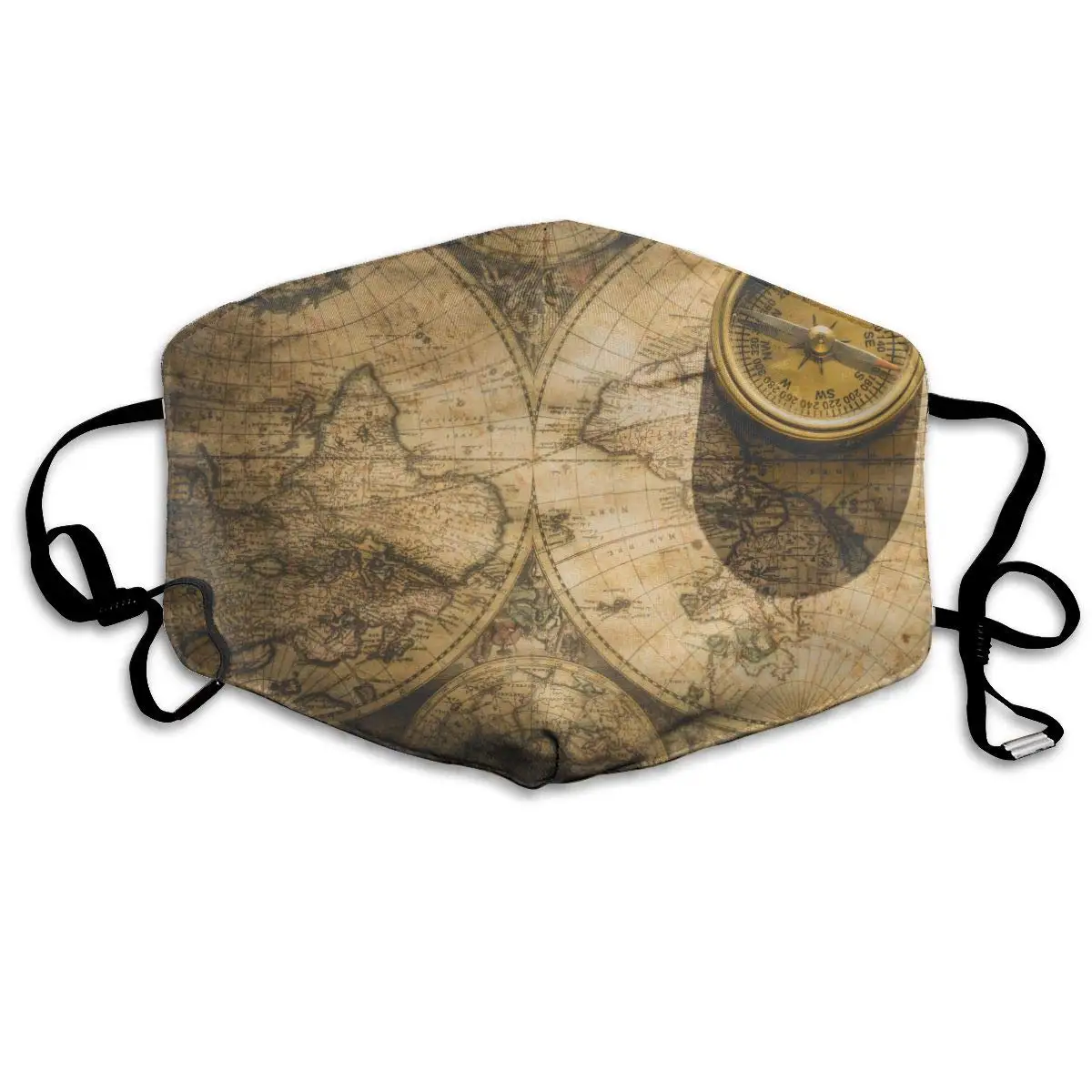 

Винтажные в форме компаса карта стираемые многоразового использования маски, из материала на основе хлопка в пыли половина уход за кожей ли...