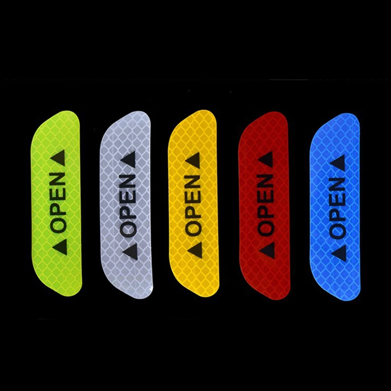 4 шт./компл. наклейки на двери автомобиля открывающаяся светоотражающая лента