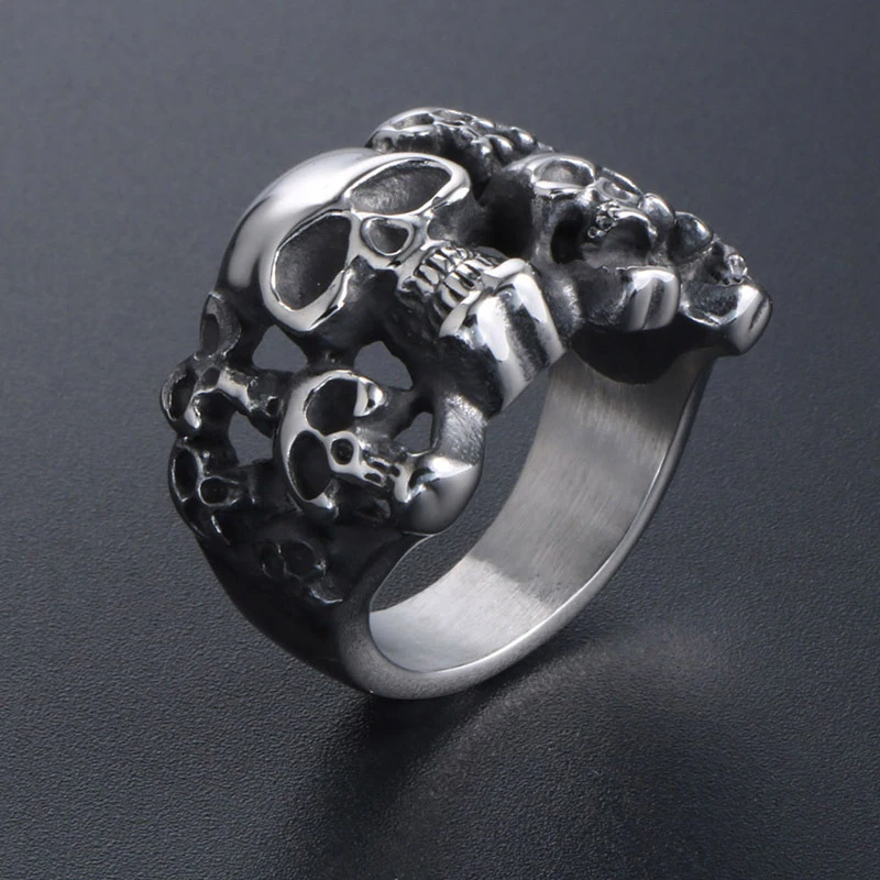 Кольца в форме черепа из титановой стали для мужчин и женщин Винтажные Украшения