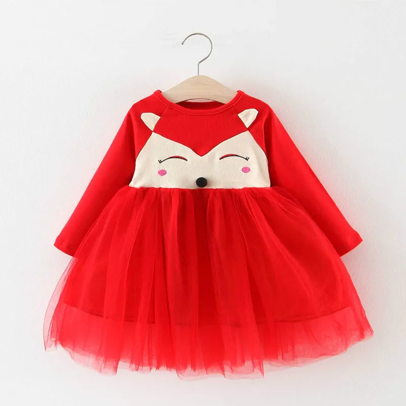 Baby Girls Clothes 2019 Autumn Winter Newborn Long Sleeve Fox Princess Dress Infant 1st Year Birthday Party Dresses | Детская одежда и