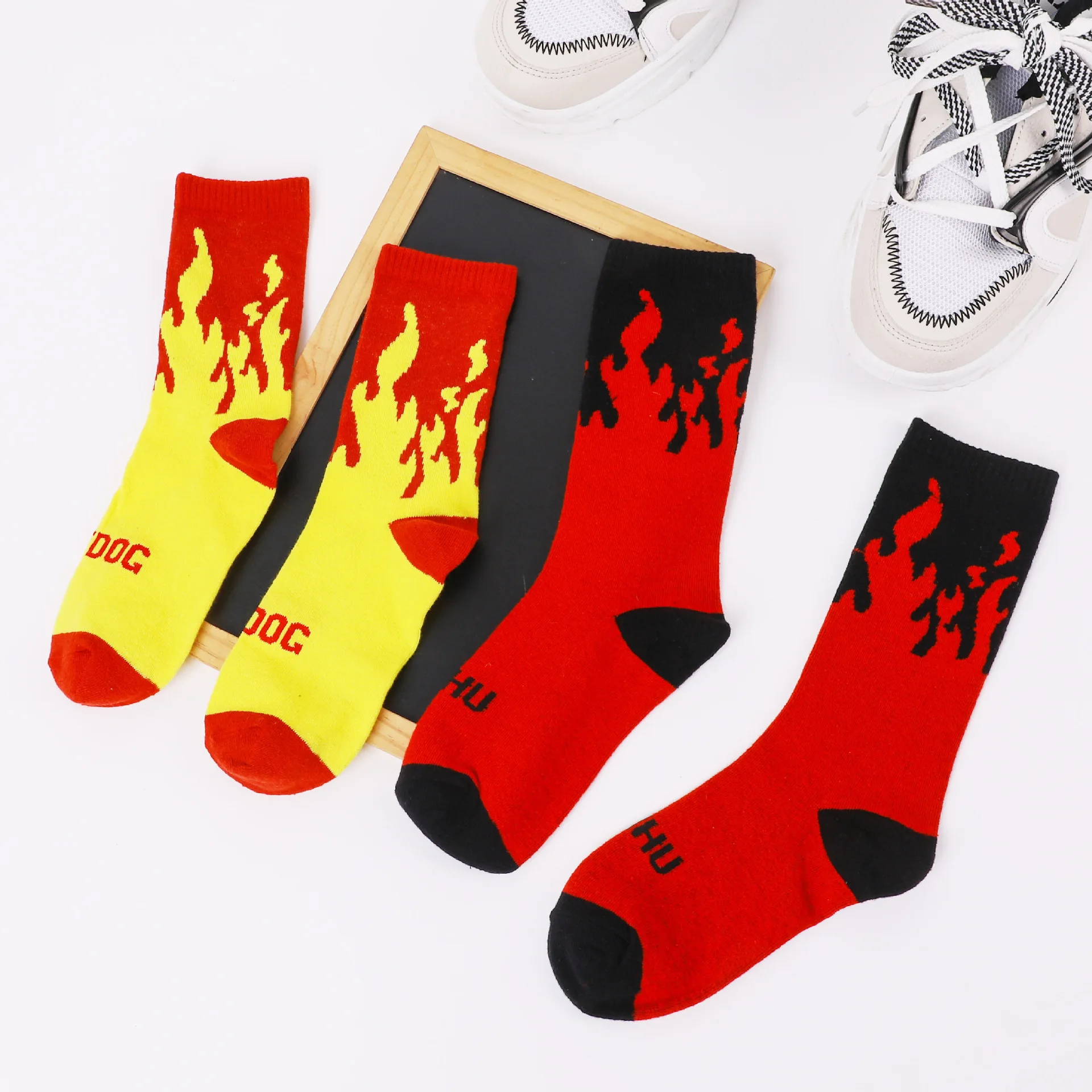 1 пара носков унисекс с забавными огнями в стиле хип хоп Харадзюку носки для