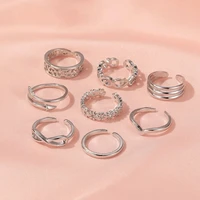 8pcs toe rings for women girls adjustable beach silver toe ring open tail ring flower knot arrow leaf simple sandals jewelry