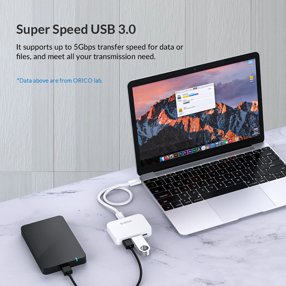 ORICO Type C 4 порта USB3.0 мини концентратор Поддержка OTG функция 5 Гбит/с Суперскоростной