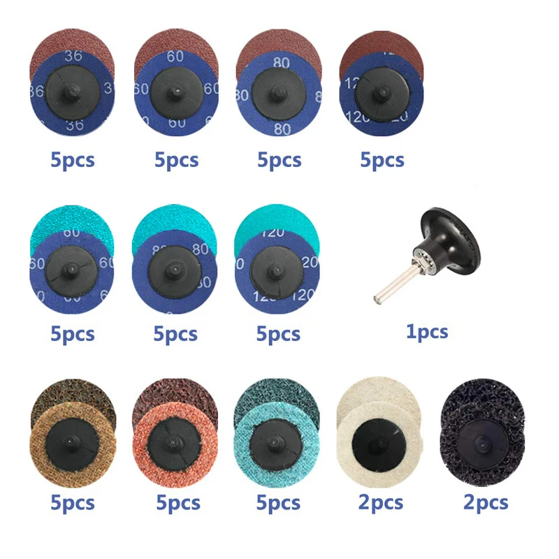

54pcs Quick Change Roll Lock Sanding Disc Grinding Polishing Wheel Sander Pads